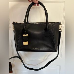 Black Leather Ted Baker Satchel with Crossbody Strap